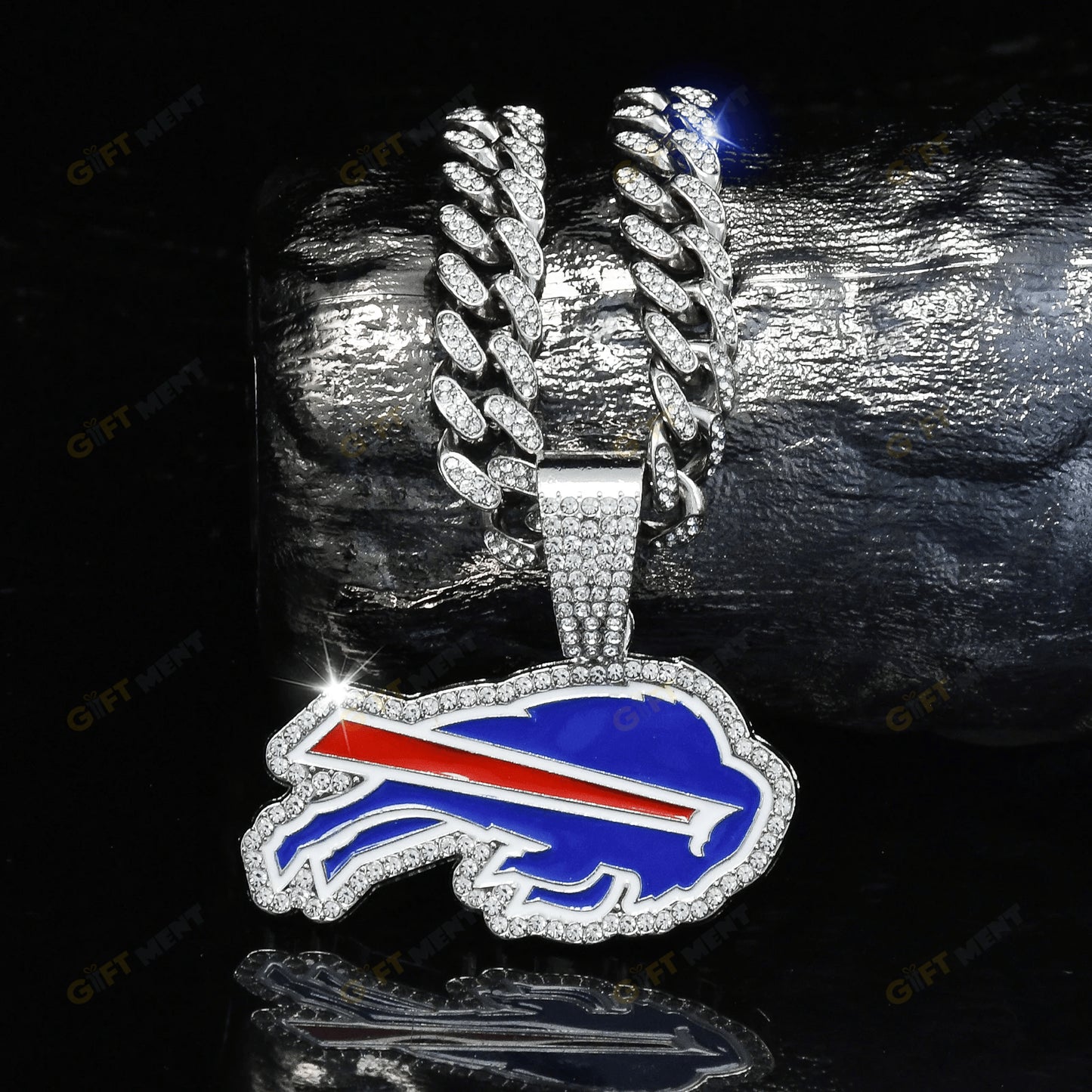 Buffalo Bills Hip Hop Iced Out Bling Pendant Cuban Chain