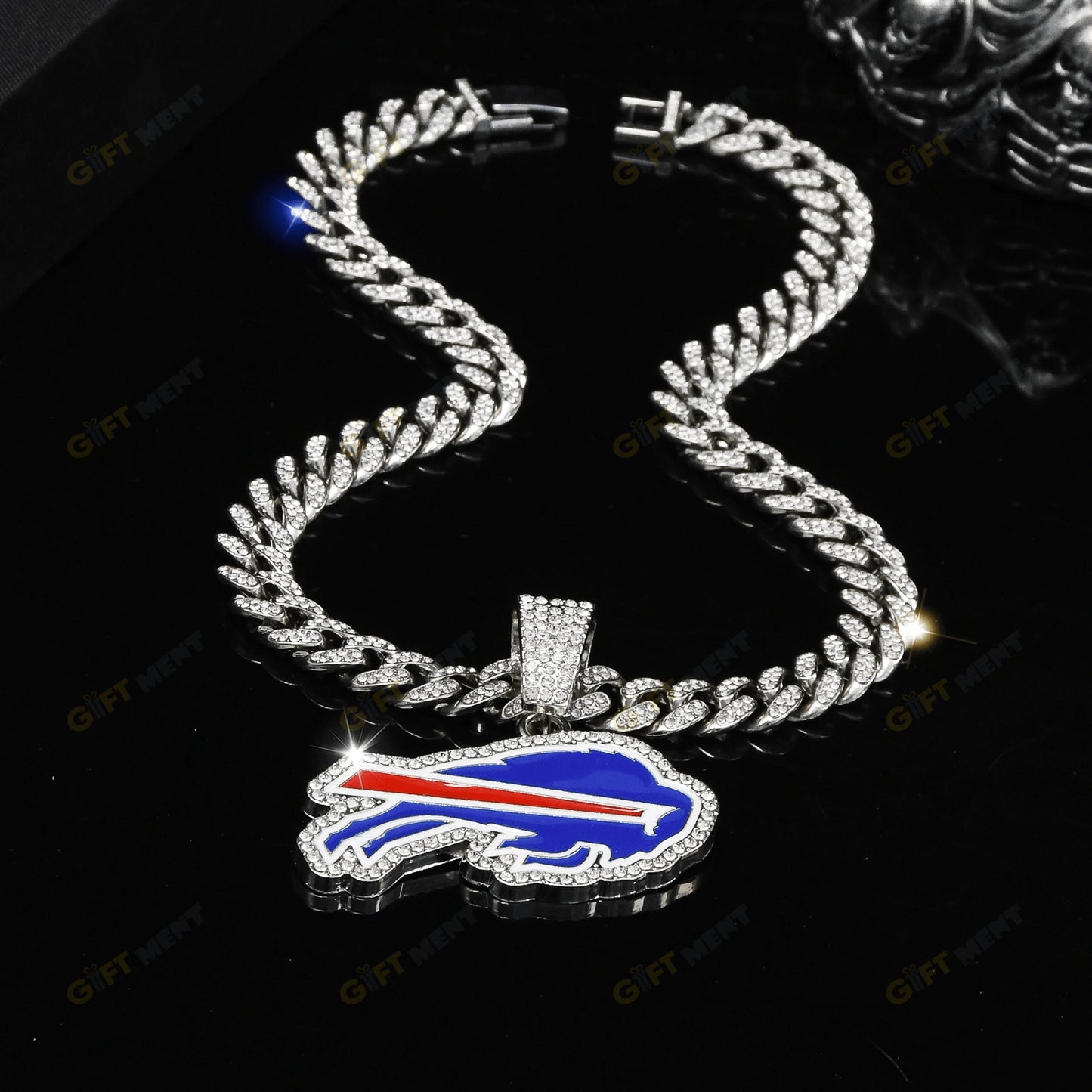Buffalo Bills Hip Hop Iced Out Bling Pendant Cuban Chain
