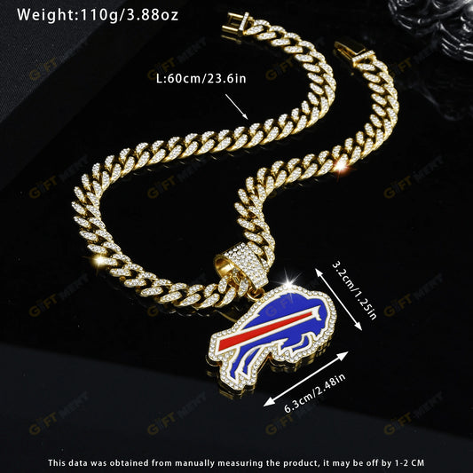Buffalo Bills Hip Hop Iced Out Bling Pendant Cuban Chain