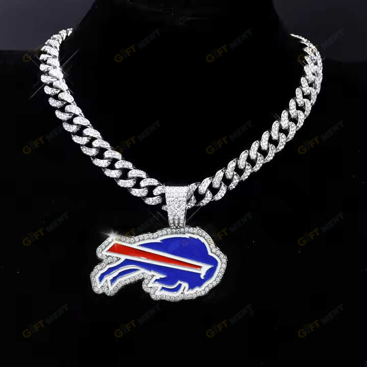 Buffalo Bills Hip Hop Iced Out Bling Pendant Cuban Chain