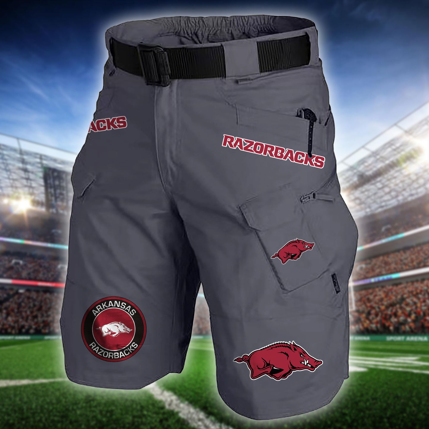 Arkansas Razorbacks Limited Edition Front Pockets Men Shorts (Belt Not Included) AZBTFPMS000226