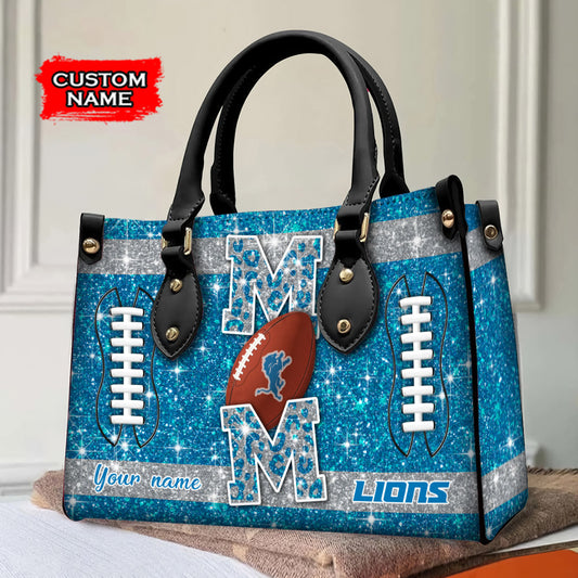 Detroit Lions Personalized Leather Hand Bag BBLTHB578