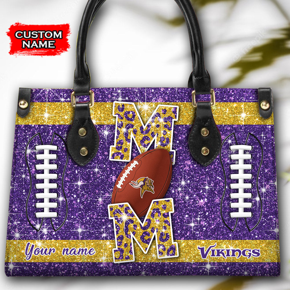 Minnesota Vikings Personalized Leather Hand Bag BBLTHB588