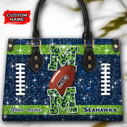 Seattle Seahawks Personalized Leather Hand Bag BBLTHB596