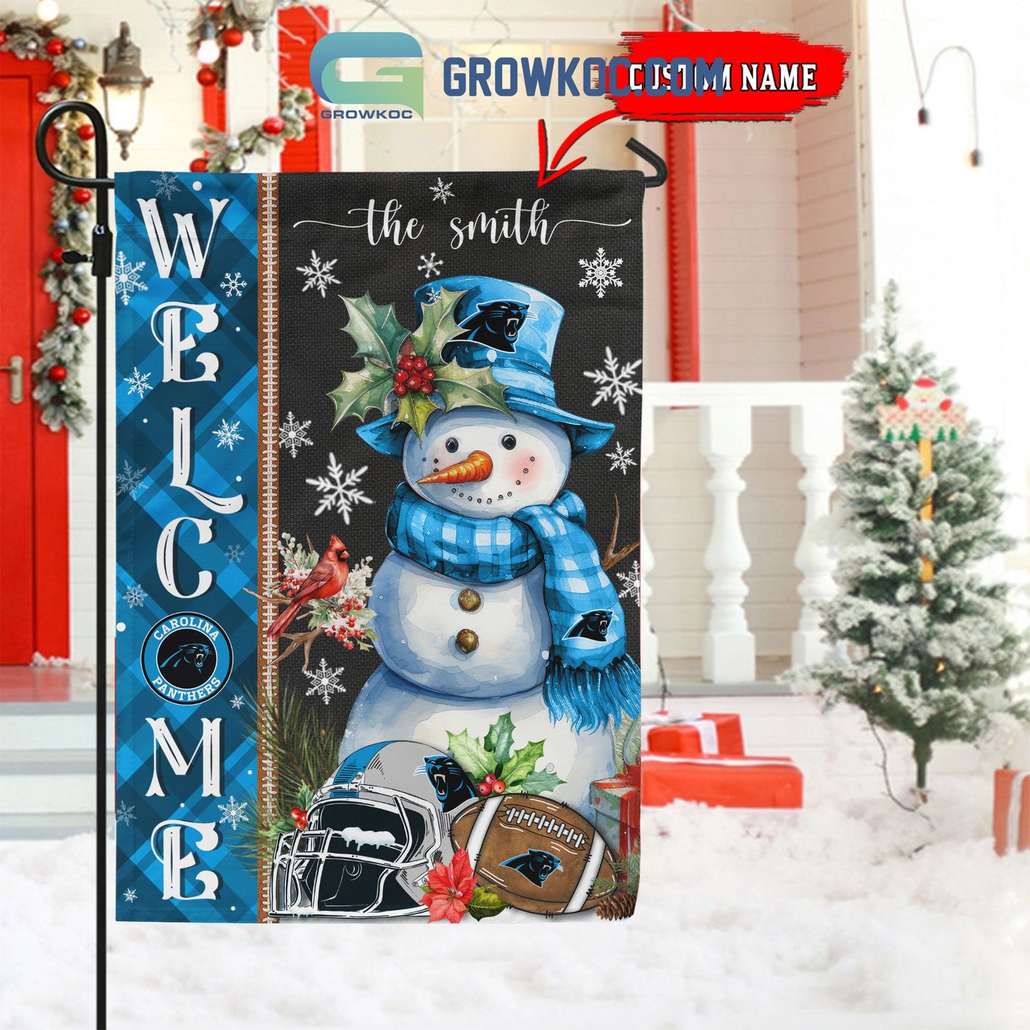 Carolina Panthers Christmas Personalized Flag BGFLAG524