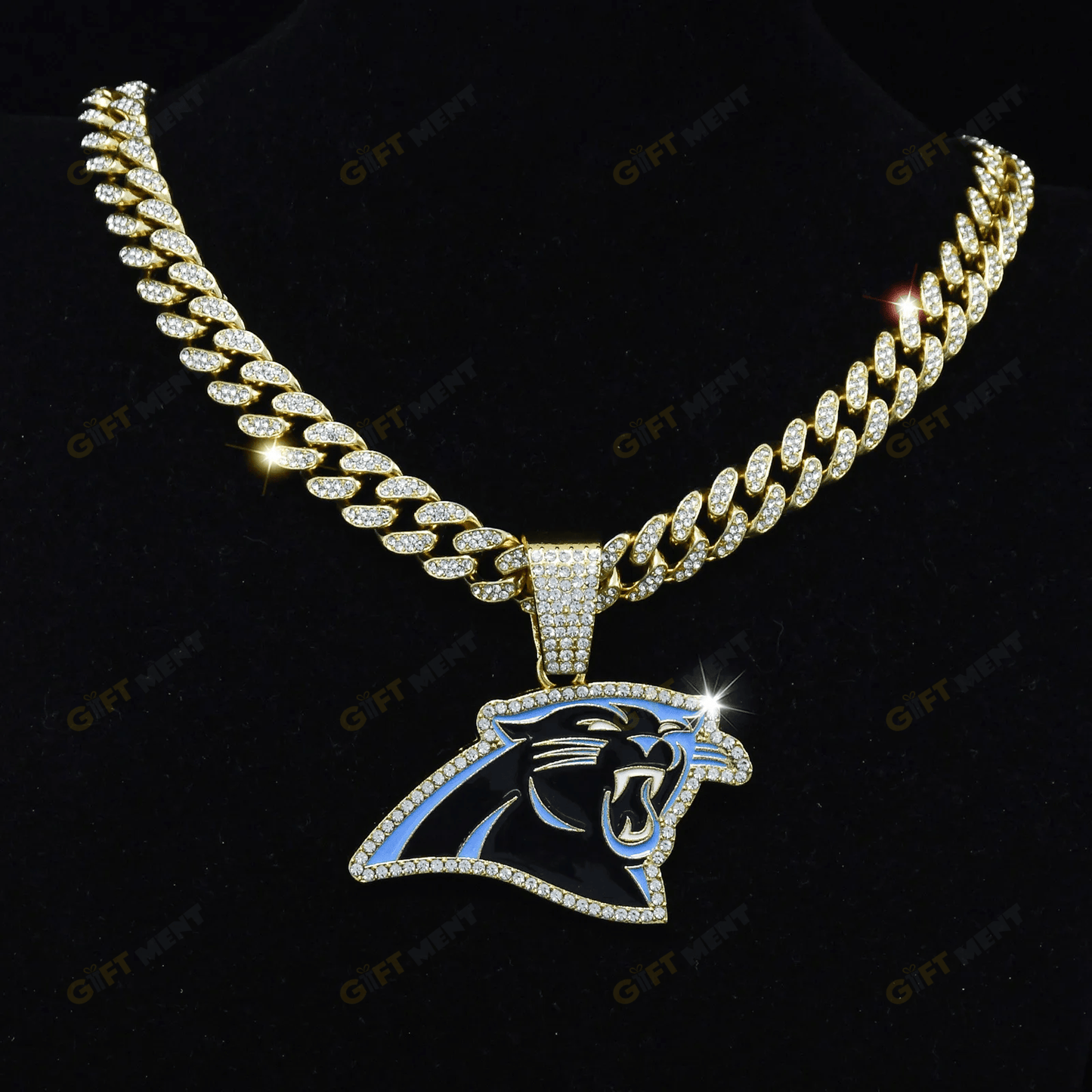 Carolina Panthers Hip Hop Iced Out Bling Pendant Cuban Chain