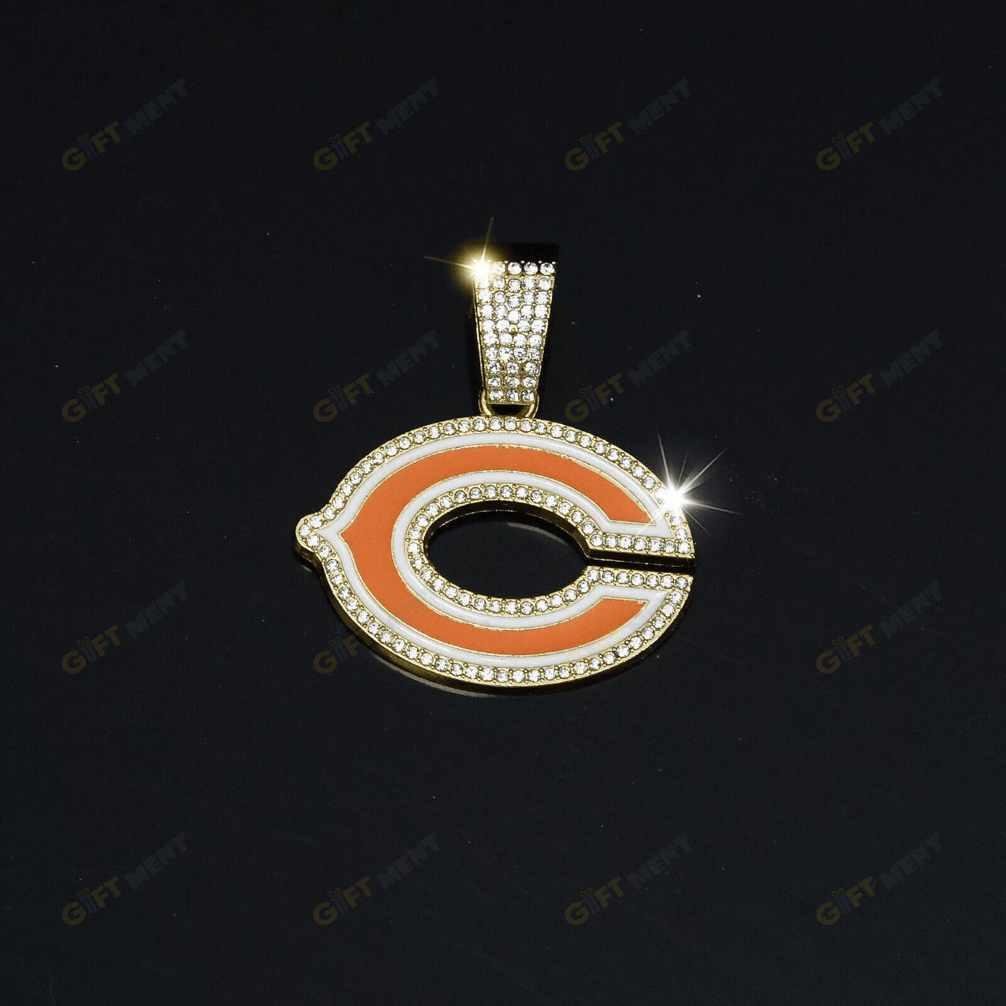 Chicago Bears Hip Hop Iced Out Bling Pendant Cuban Chain