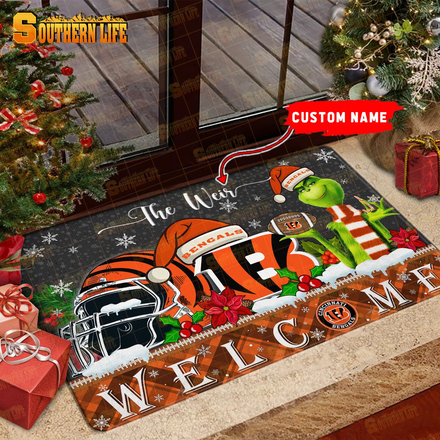 Cincinnati Bengals Christmas Personalized Doormat BGDMM544