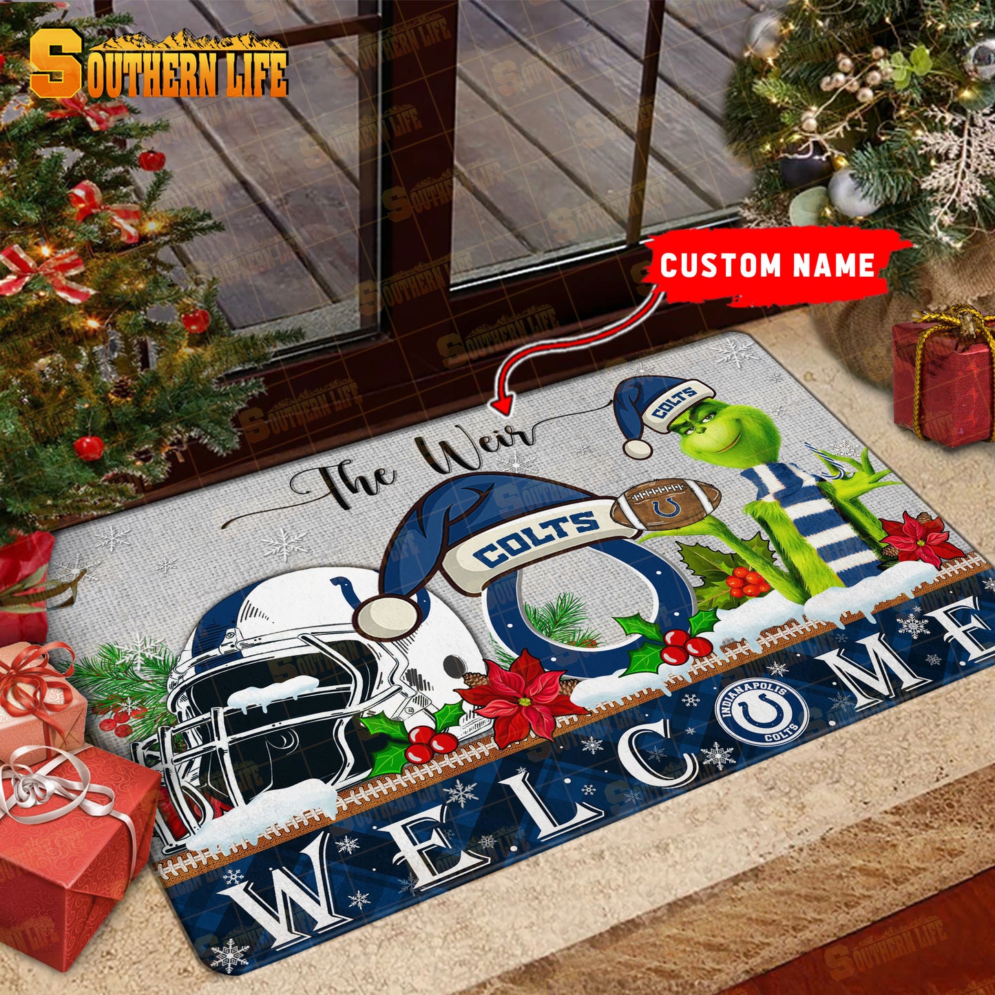 Indianapolis Colts Christmas Personalized Doormat BGDMM551