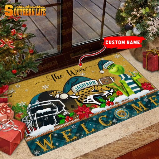 Jacksonville Jaguars Christmas Personalized Doormat BGDMM552