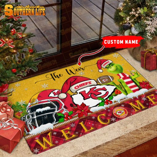 Kansas City Chiefs Christmas Personalized Doormat BGDMM553