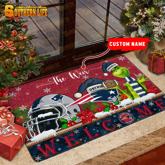 New England Patriots Christmas Personalized Doormat BGDMM559