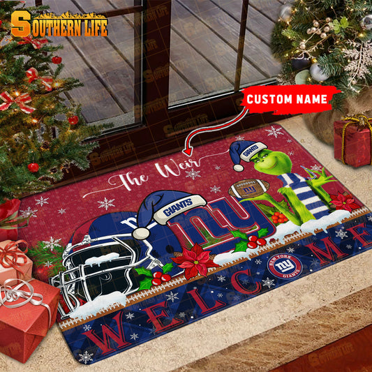 New York Giants Christmas Personalized Doormat BGDMM561
