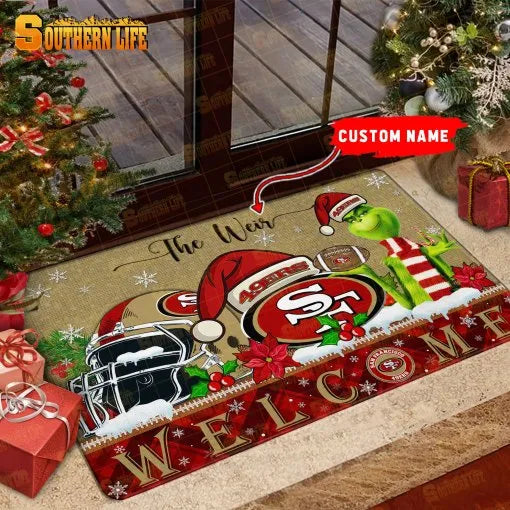 San Francisco 49ers Christmas Personalized Doormat BGDMM565