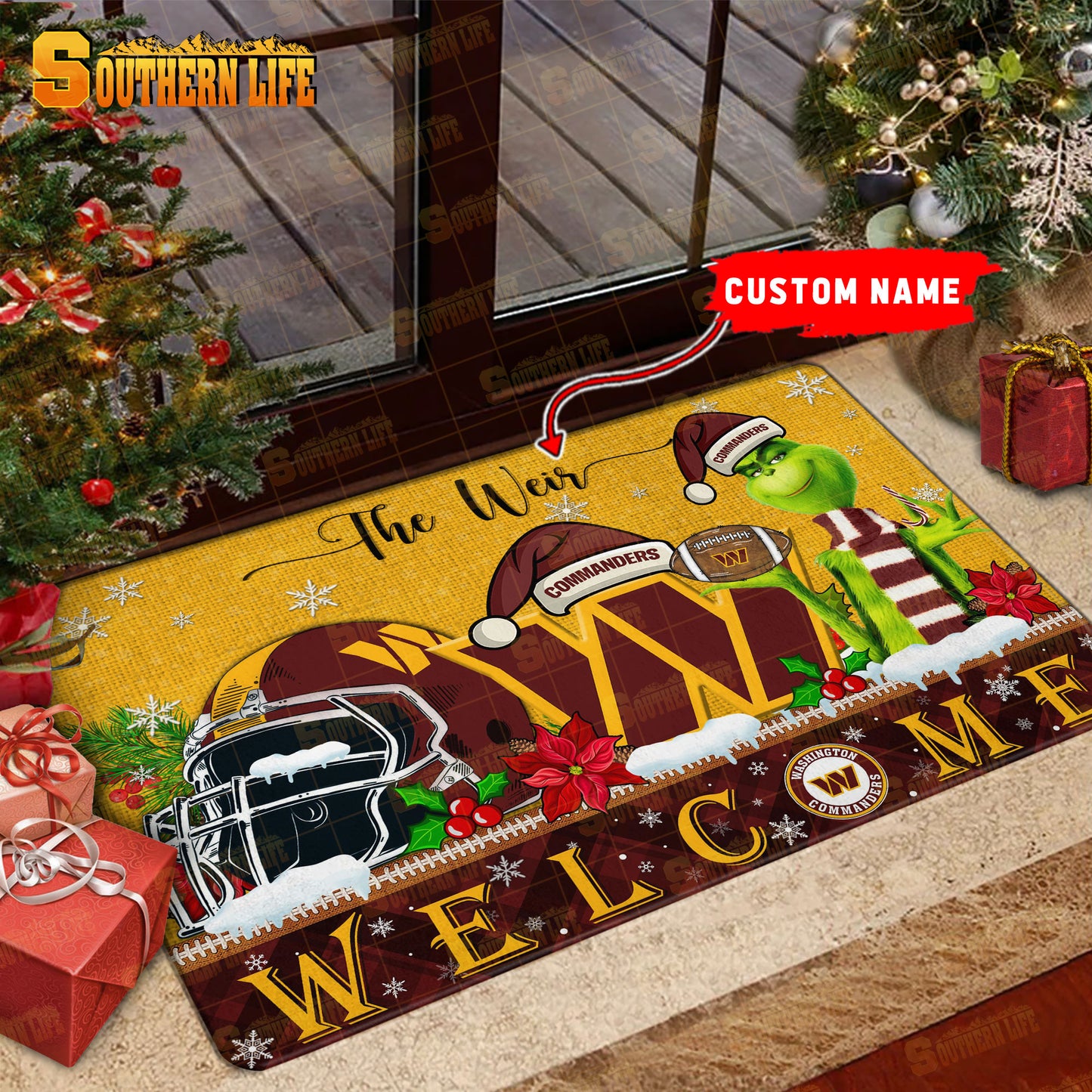 Washington Commanders Christmas Personalized Doormat BGDMM569