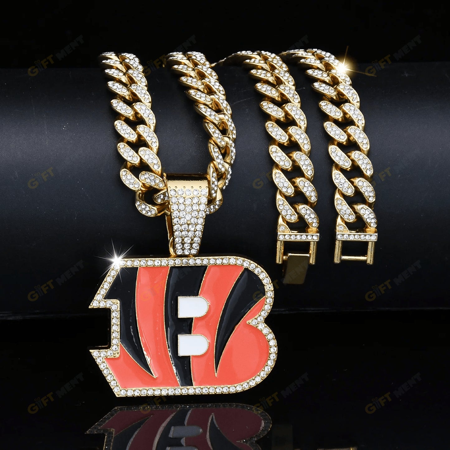 Cincinnati Bengals Hip Hop Iced Out Bling Pendant Cuban Chain