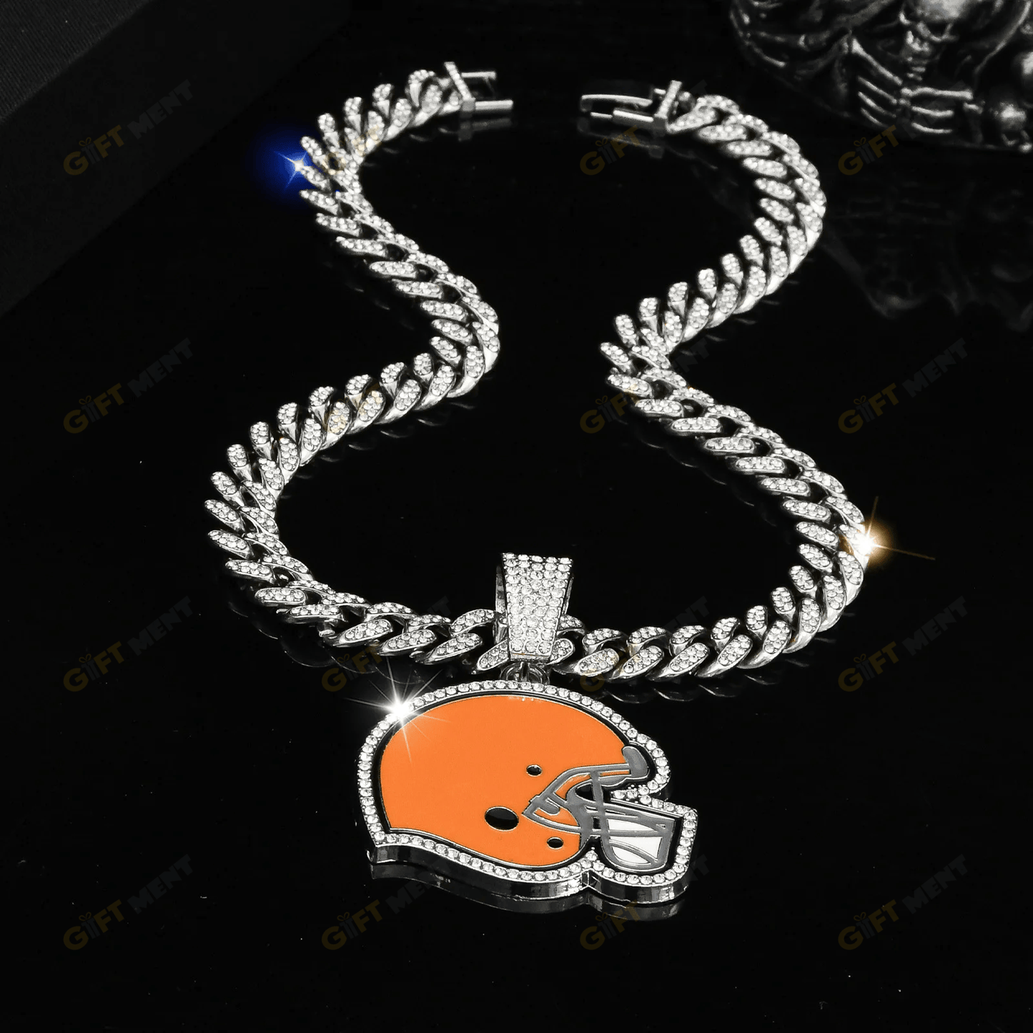 Cleveland Browns Hip Hop Iced Out Bling Pendant Cuban Chain