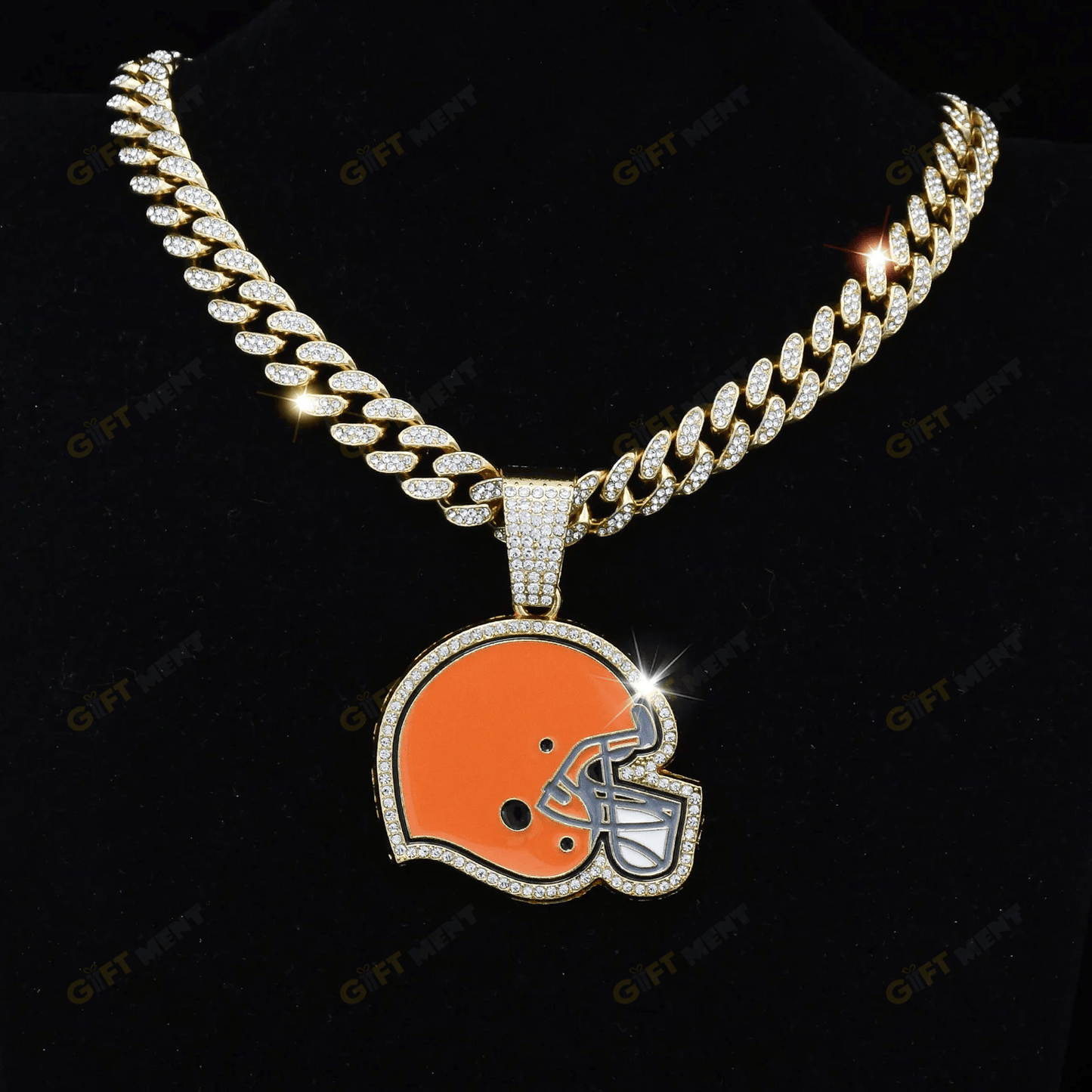 Cleveland Browns Hip Hop Iced Out Bling Pendant Cuban Chain