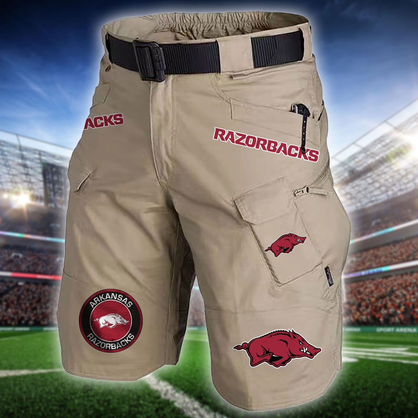 Arkansas Razorbacks Limited Edition Front Pockets Men Shorts (Belt Not Included) AZBTFPMS000226