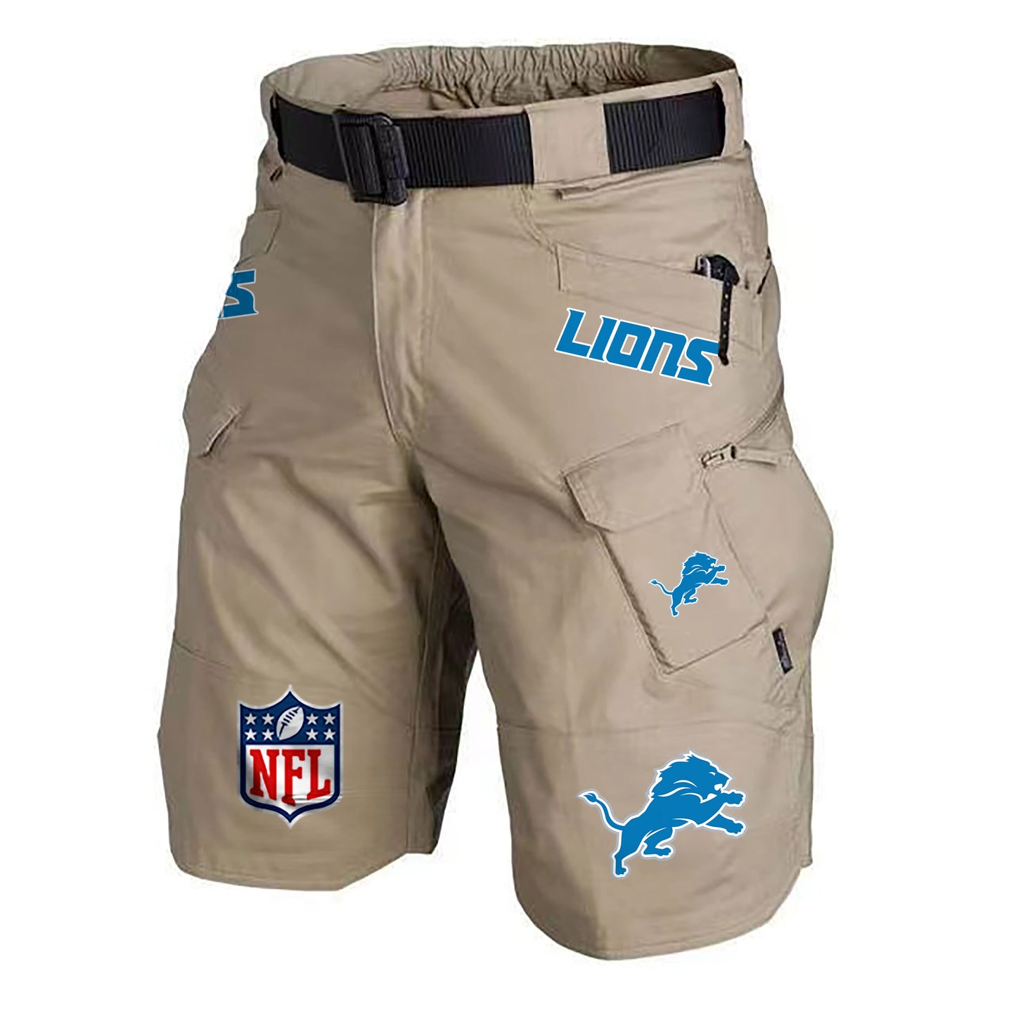 Detroit Lions Limited Edition Front Pockets Men Shorts (Belt Not Included) AZBTFPMS000193