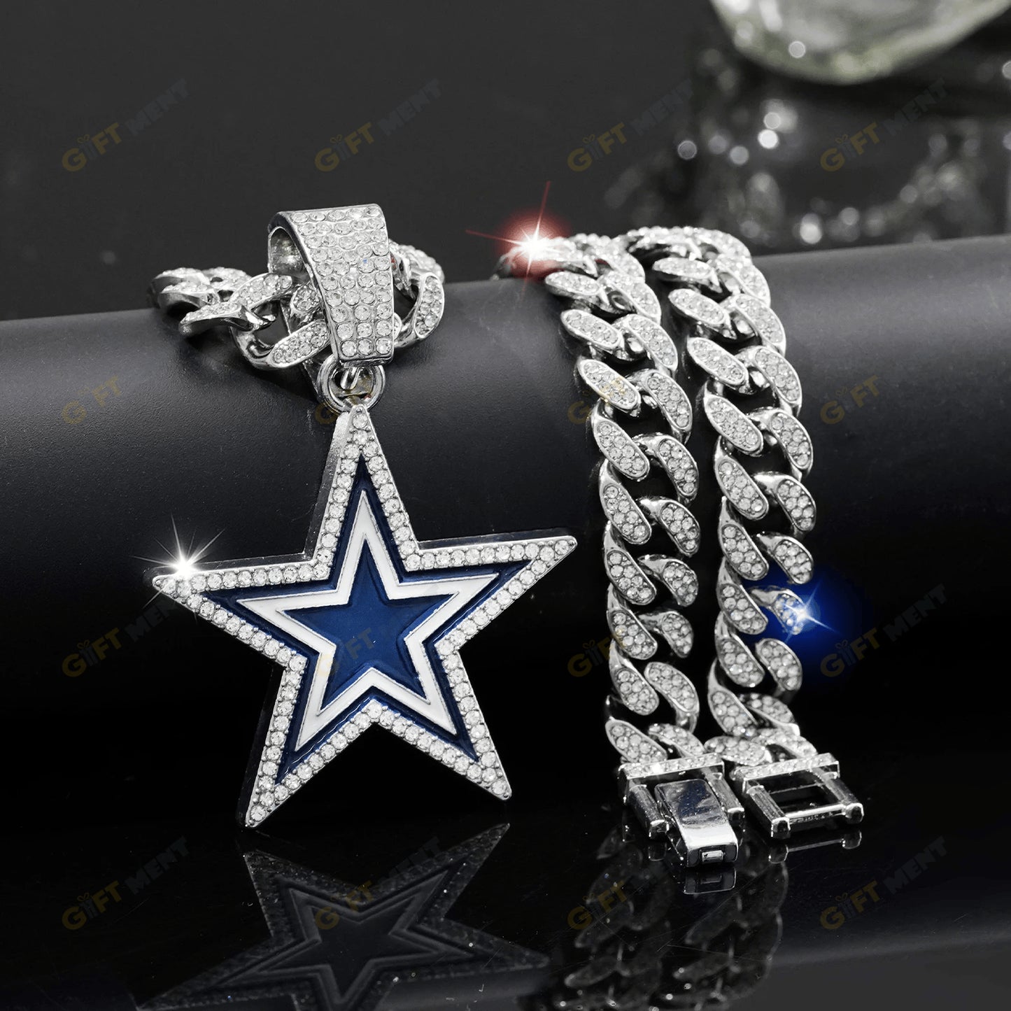 Dallas Cowboys Hip Hop Iced Out Bling Pendant Cuban Chain