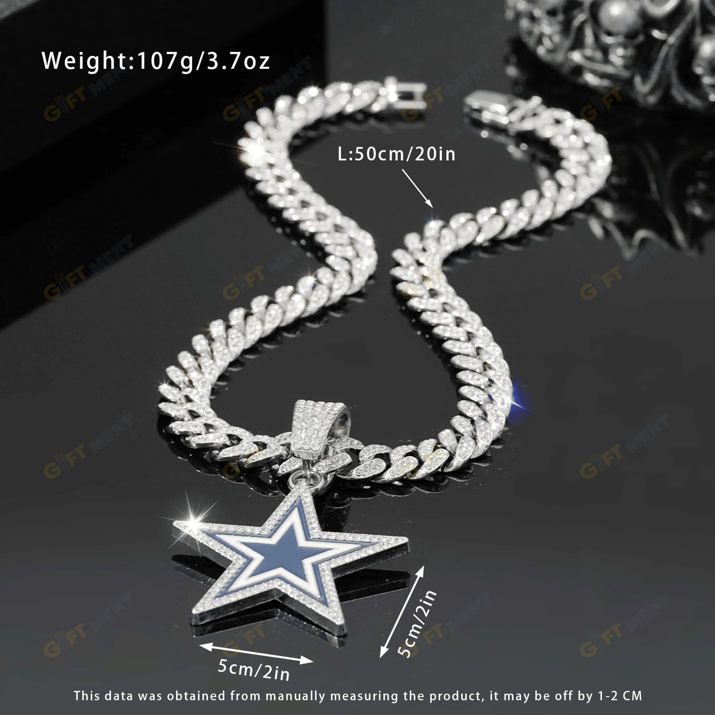 Dallas Cowboys Hip Hop Iced Out Bling Pendant Cuban Chain