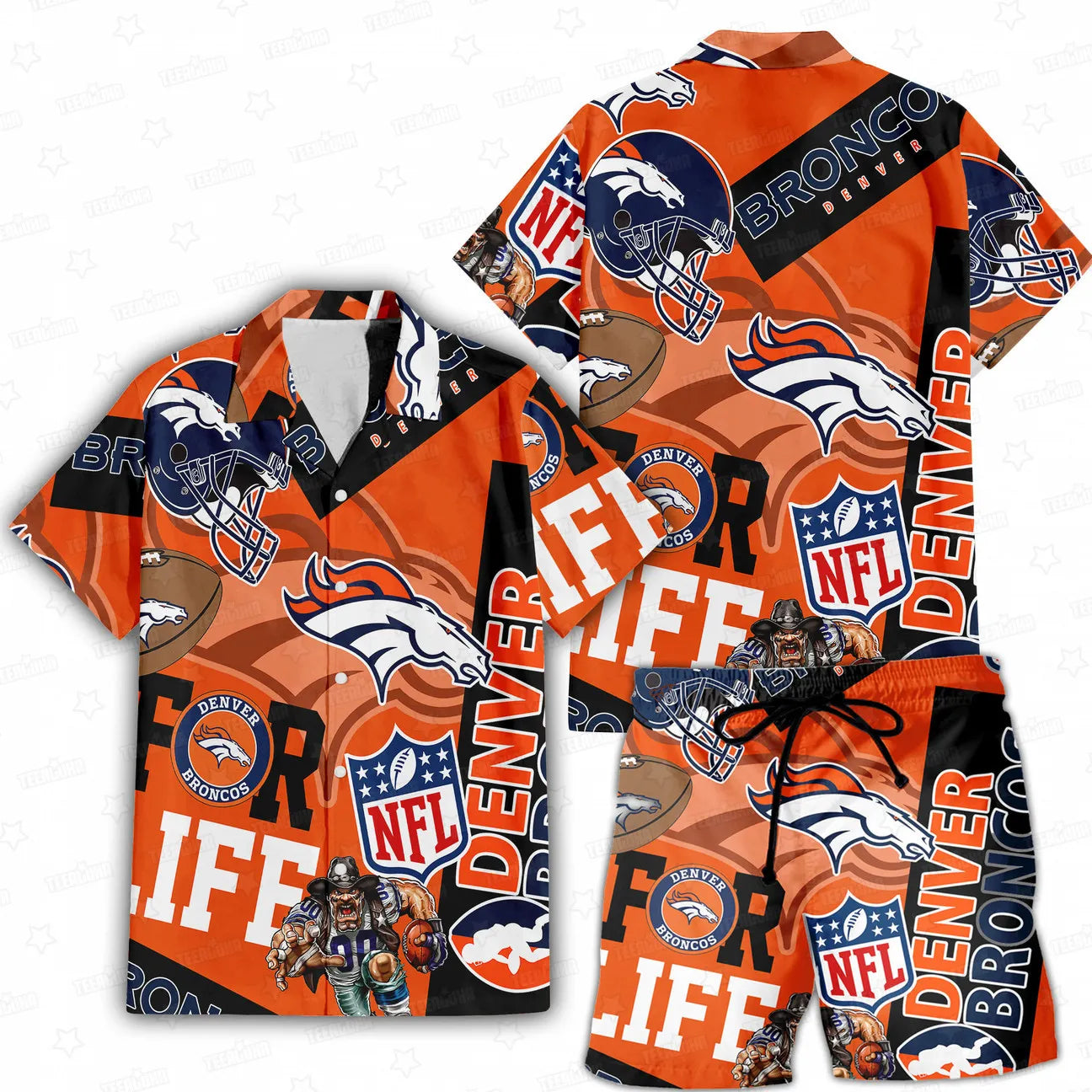 Denver Broncos Custom Limited Edition For Life Hawaiian Shirt and Shorts AZHAHWSS000276