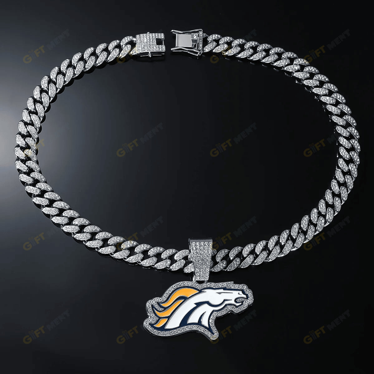 Denver Broncos Hip Hop Iced Out Bling Pendant Cuban Chain
