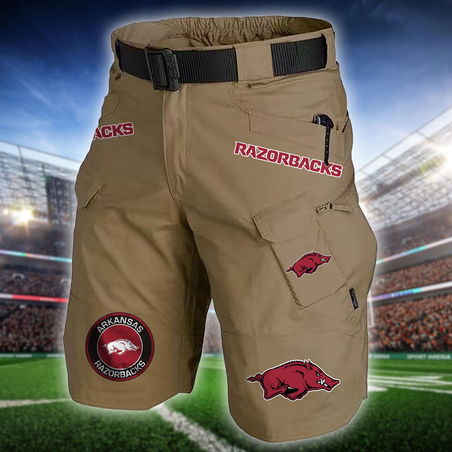 Arkansas Razorbacks Limited Edition Front Pockets Men Shorts (Belt Not Included) AZBTFPMS000226