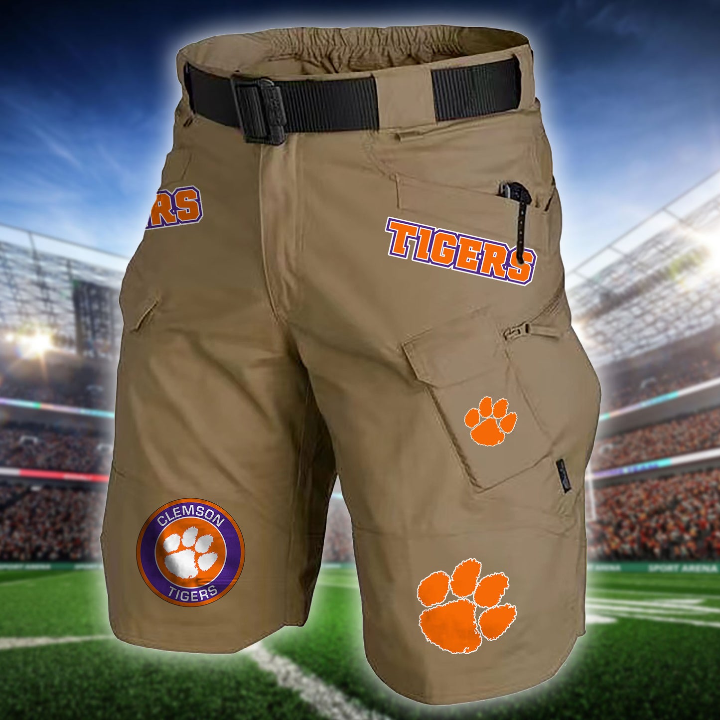Clemson Tigers Limited Edition Front Pockets Men Shorts (Belt Not Included) AZBTFPMS000219