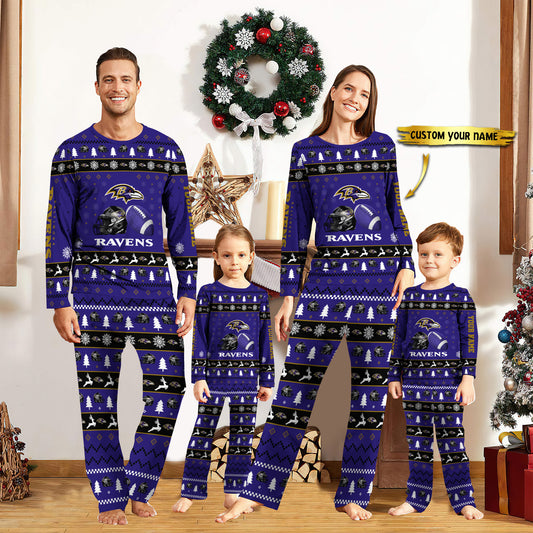 Baltimore Ravens Personalized Pajamas Set Christmas Gift For Family AZCPYZAM003