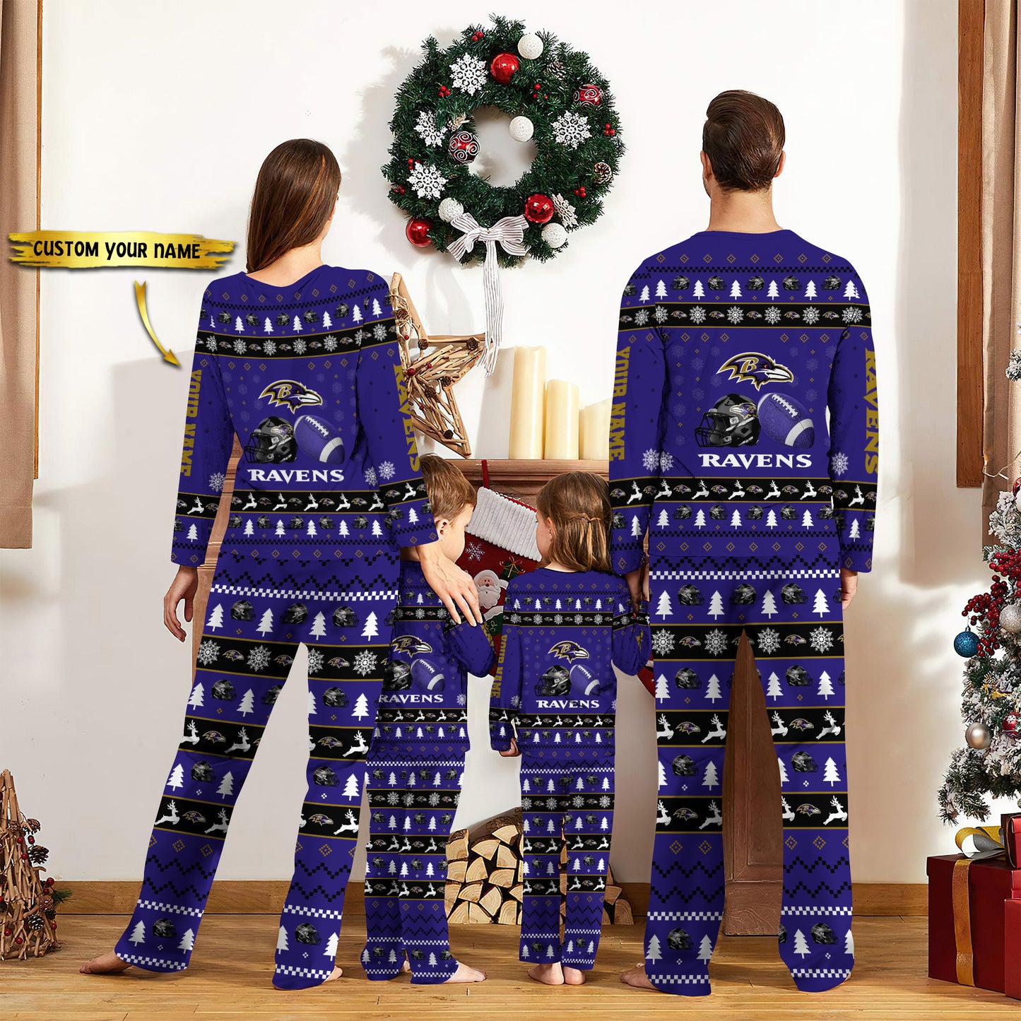 Baltimore Ravens Personalized Pajamas Set Christmas Gift For Family AZCPYZAM003
