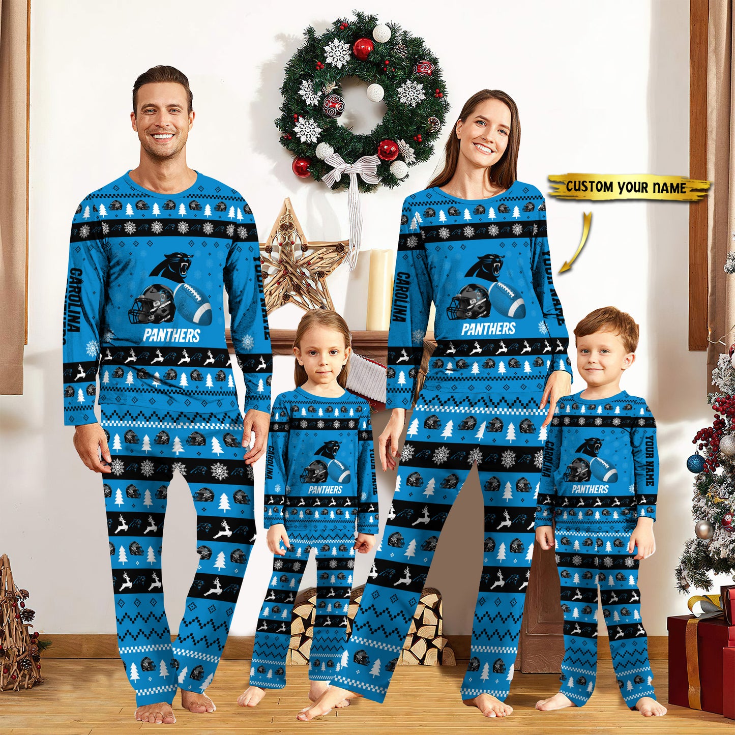 Carolina Panthers Personalized Pajamas Set Christmas Gift For Family AZCPYZAM005