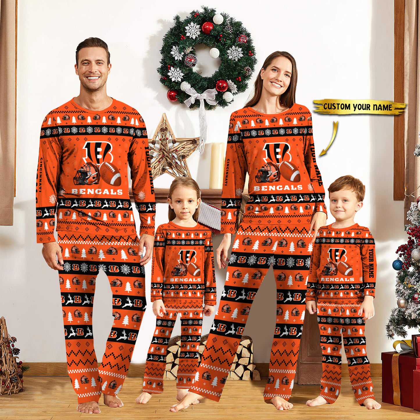 Cincinnati Bengals Personalized Pajamas Set Christmas Gift For Family AZCPYZAM007