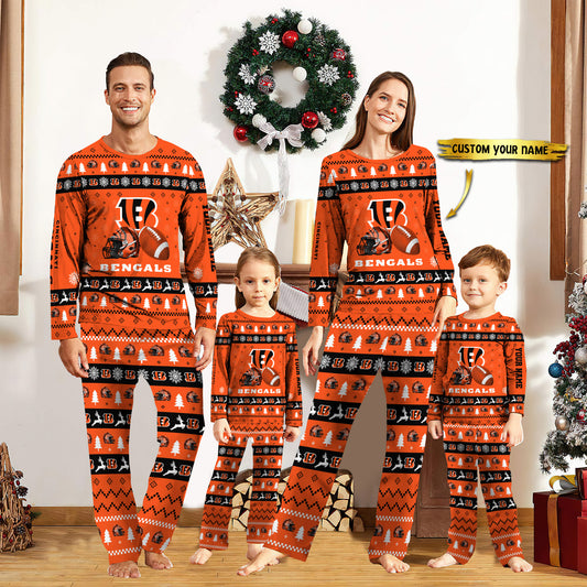 Cincinnati Bengals Personalized Pajamas Set Christmas Gift For Family AZCPYZAM007