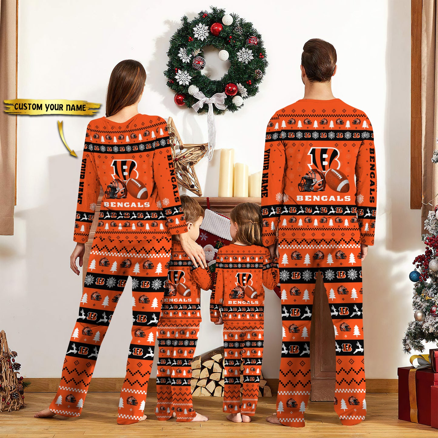 Cincinnati Bengals Personalized Pajamas Set Christmas Gift For Family AZCPYZAM007