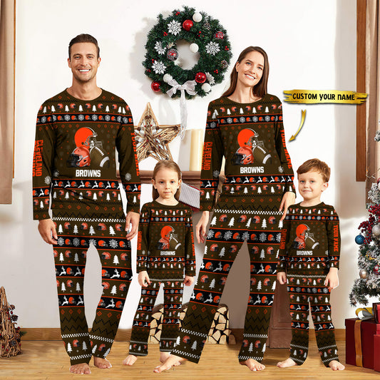 Cleveland Browns Personalized Pajamas Set Christmas Gift For Family AZCPYZAM008