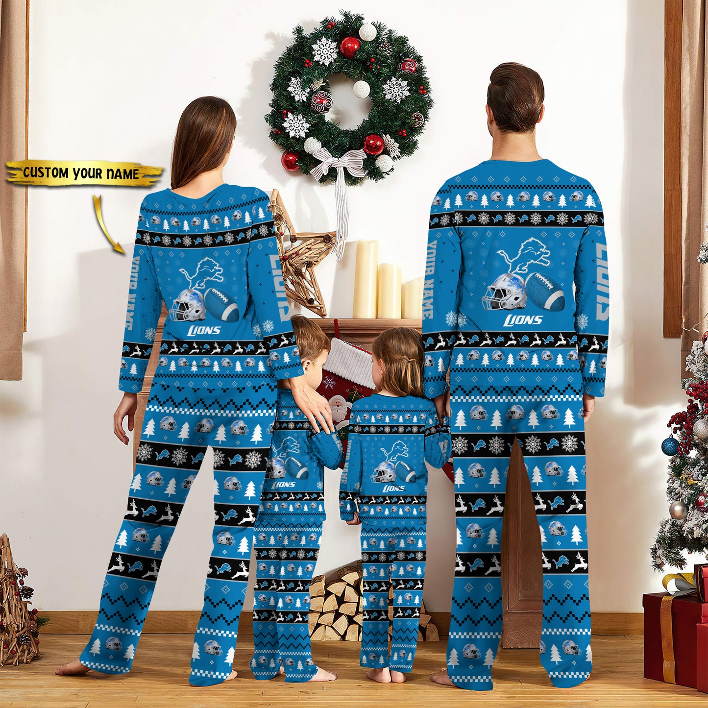 Detroit Lions Personalized Pajamas Set Christmas Gift For Family AZCPYZAM011