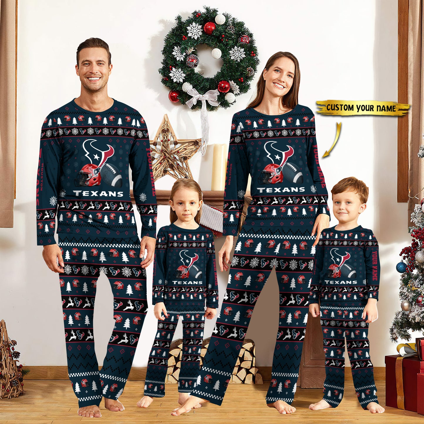 Houston Texans Personalized Pajamas Set Christmas Gift For Family AZCPYZAM013
