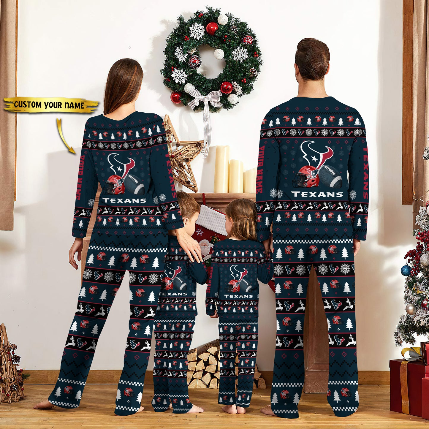 Houston Texans Personalized Pajamas Set Christmas Gift For Family AZCPYZAM013