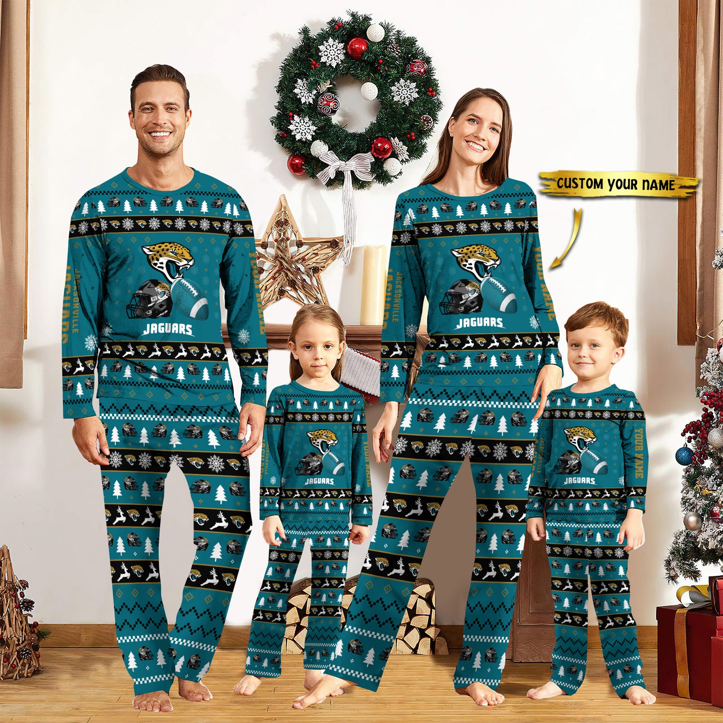 Jacksonville Jaguars Personalized Pajamas Set Christmas Gift For Family AZCPYZAM015