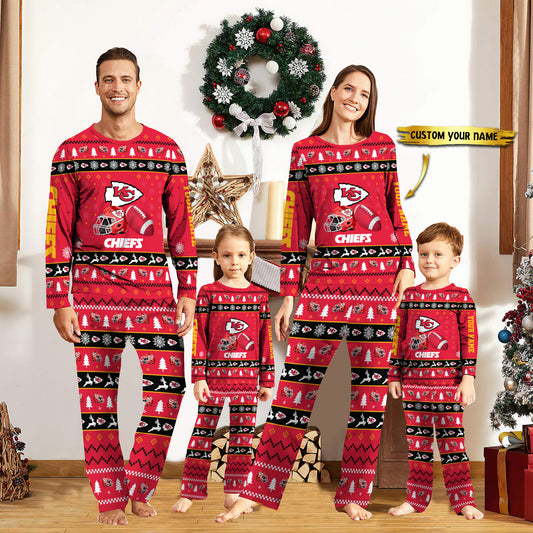 Kansas City Chiefs Personalized Pajamas Set Christmas Gift For Family AZCPYZAM016