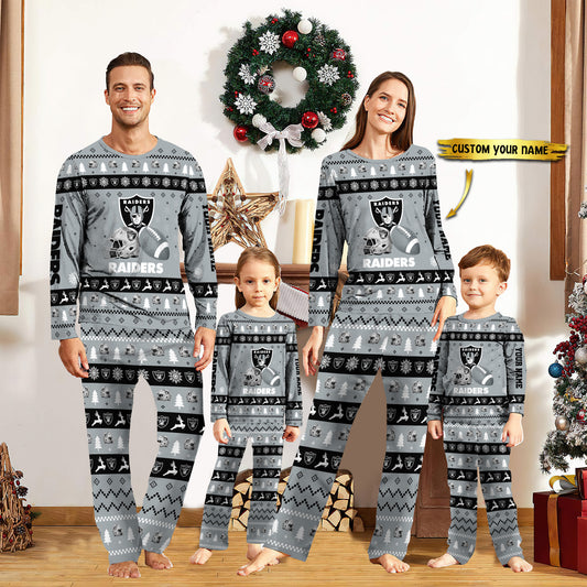 Las Vegas Raiders Personalized Pajamas Set Christmas Gift For Family AZCPYZAM017