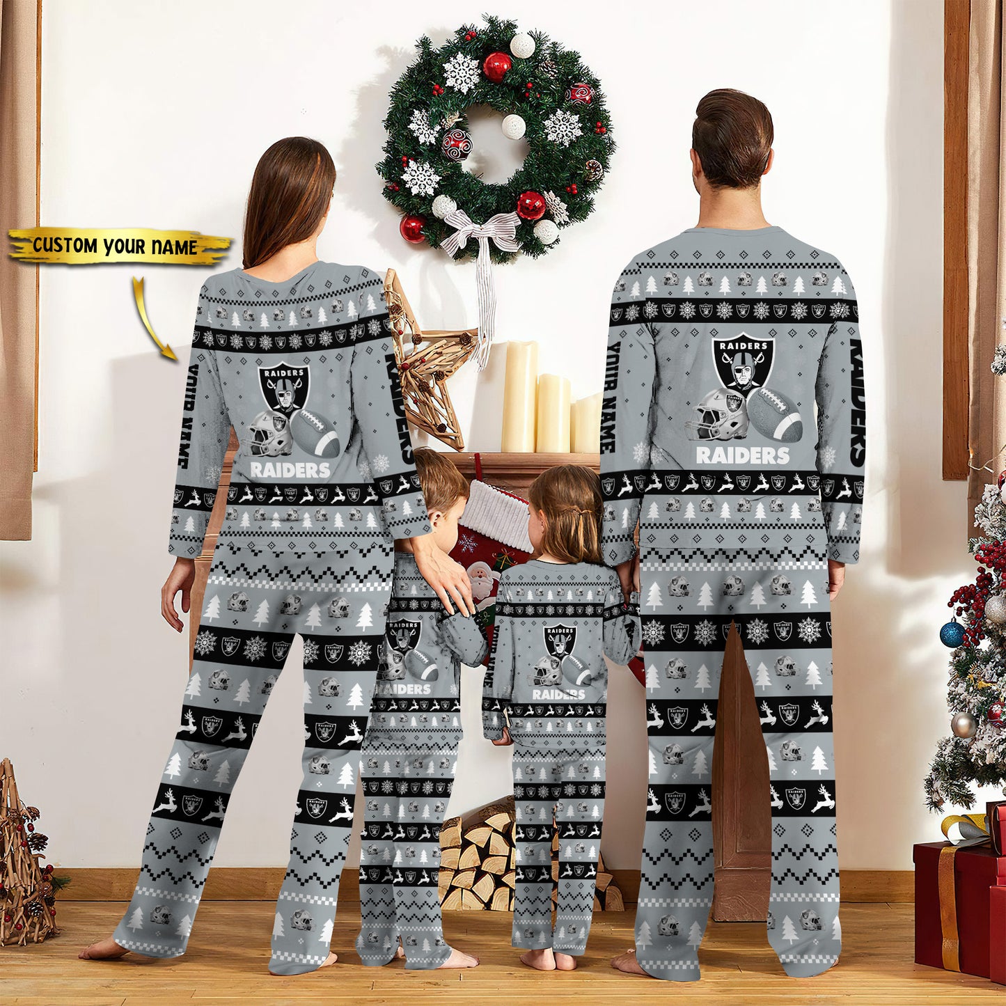 Las Vegas Raiders Personalized Pajamas Set Christmas Gift For Family AZCPYZAM017