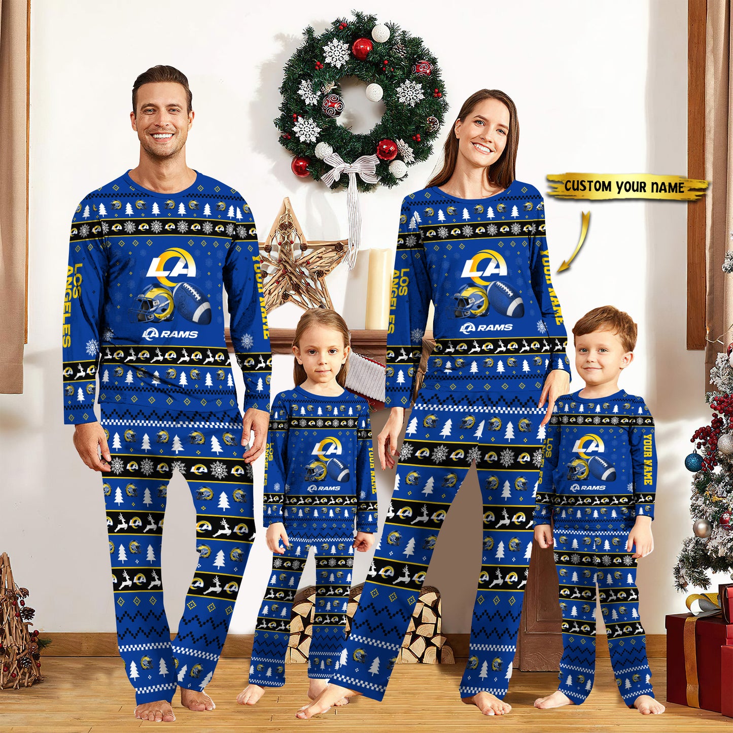 Los Angeles Rams Personalized Pajamas Set Christmas Gift For Family AZCPYZAM019