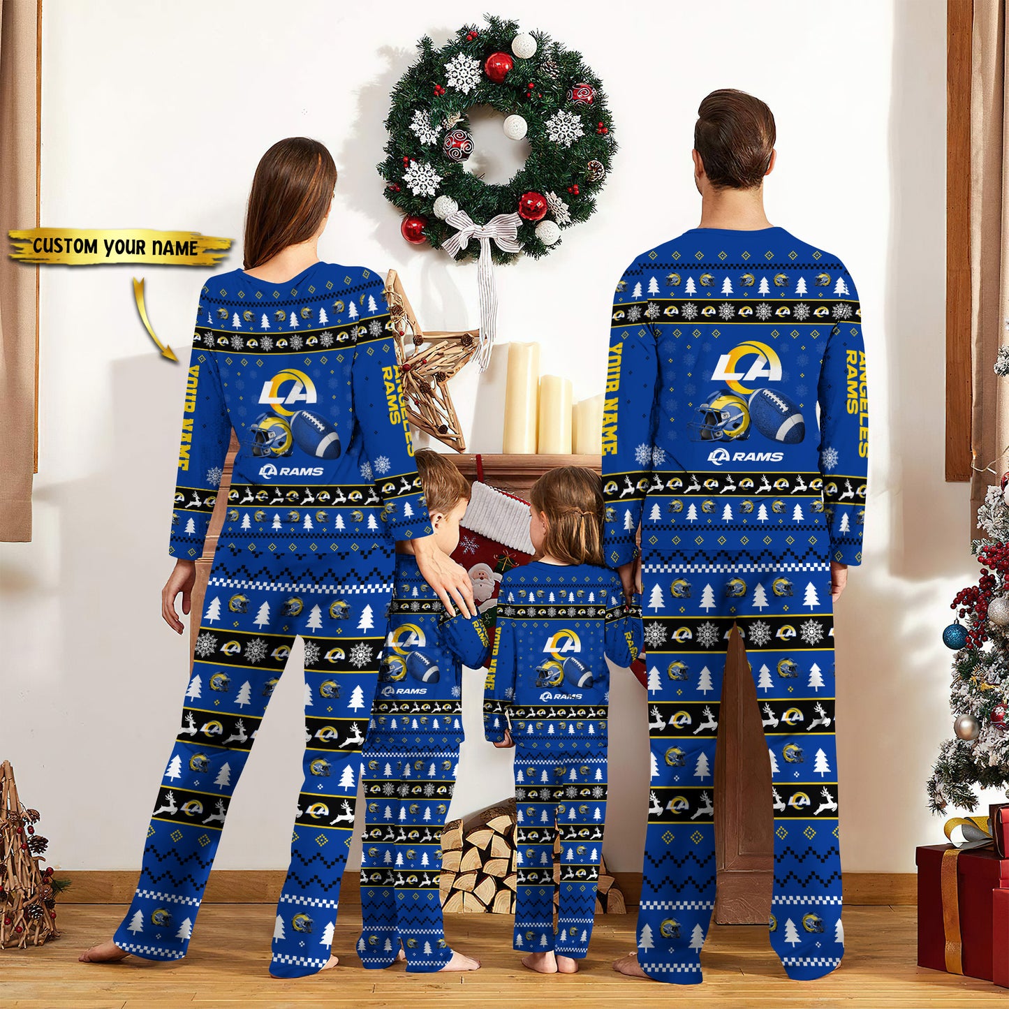 Los Angeles Rams Personalized Pajamas Set Christmas Gift For Family AZCPYZAM019