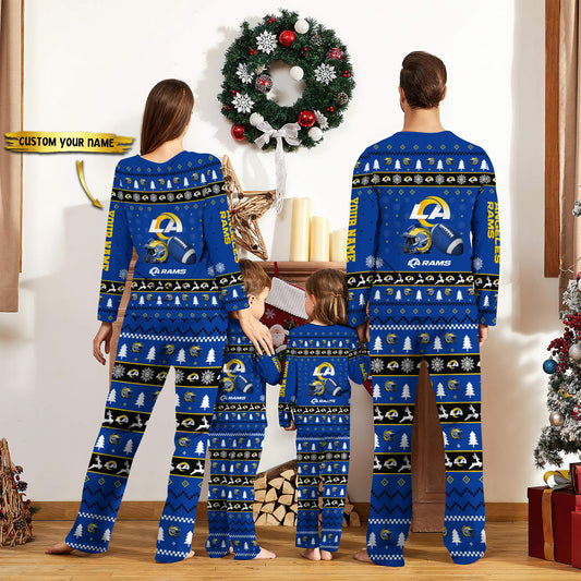 Los Angeles Rams Personalized Pajamas Set Christmas Gift For Family AZCPYZAM019