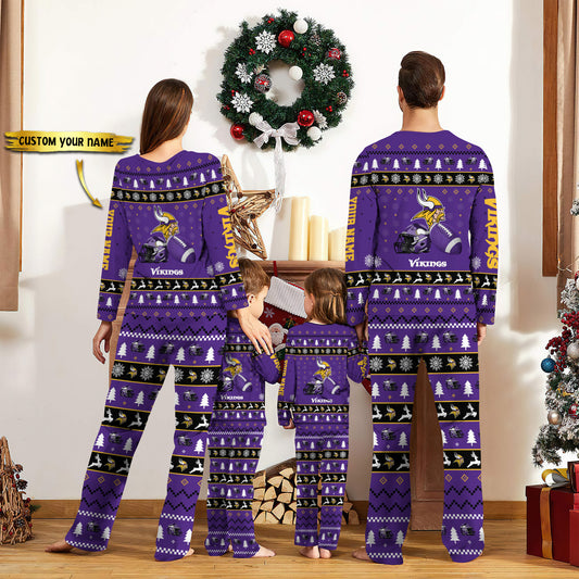 Minnesota Vikings Personalized Pajamas Set Christmas Gift For Family AZCPYZAM021