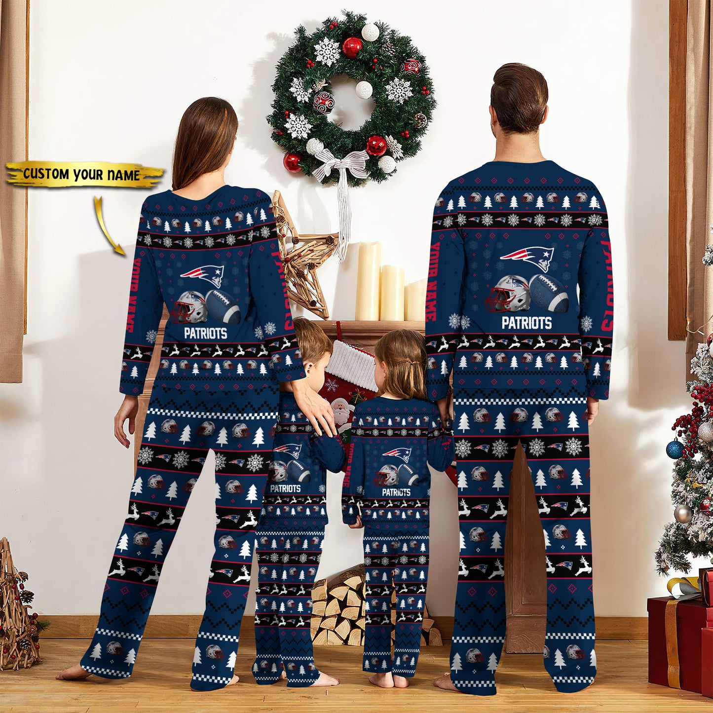 New England Patriots Personalized Pajamas Set Christmas Gift For Family AZCPYZAM022