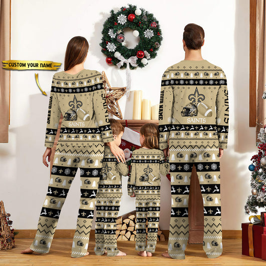 New Orleans Saints Personalized Pajamas Set Christmas Gift For Family AZCPYZAM023